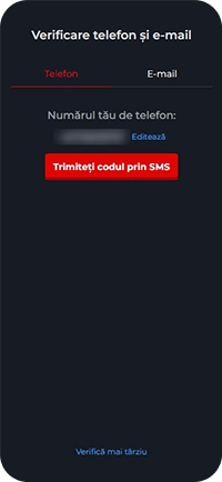 Pasul 2: Verificarea telefonului și a adresei de e-mail la Las Vegas