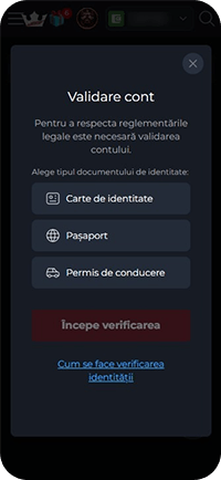 Pasul 3: Validarea contului cu un act de identitate la Las Vegas