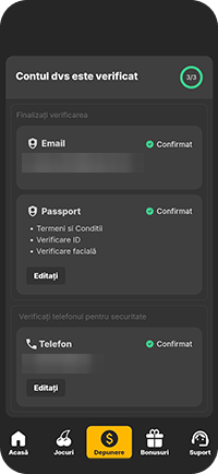 Pasul 2: Confirmare e-mail și telefon la Million Casino