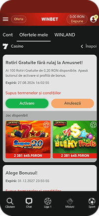 Pasul 3: Bonusul din secțiunea Ofertele mele la Winbet