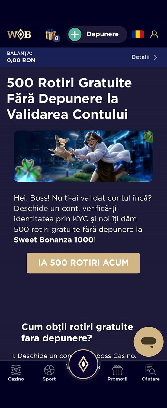 Pasul 3: oferta de bonus fără depunere la WinBoss