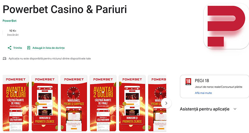 Aplicația Powerbet Google Play