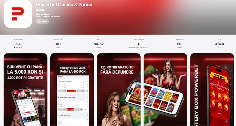 Aplicația Powerbet iPhone