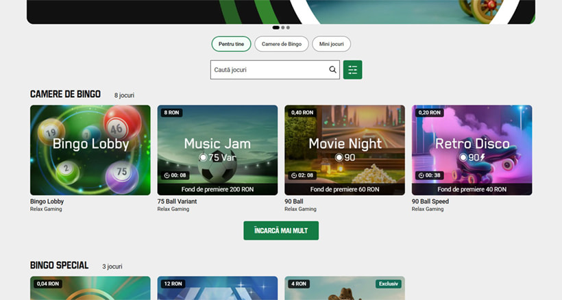 Camere de bingo la Unibet