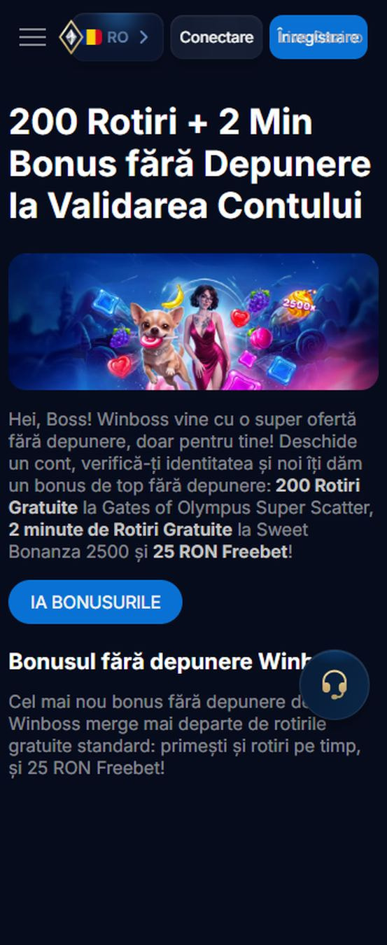 Pasul 3: oferta de bonus fără depunere la WinBoss