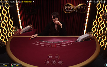 Dealer live la jocul Infinite Free Bet Blackjack