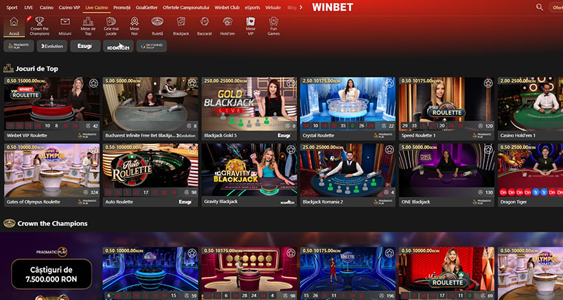 Cazino live la Winbet Casino