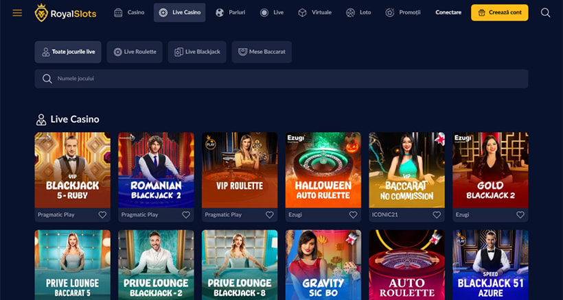 Cazinou live la Royal Slots Casino