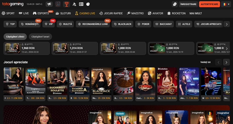 Cazinou live la TotoGaming Casino