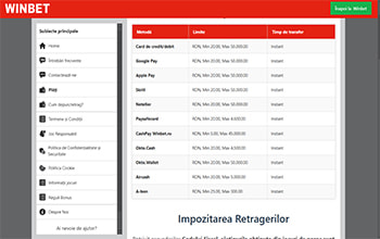 Depunere la Winbet