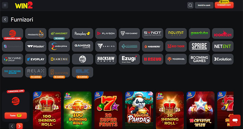 Furnizorii de software de la Win2 Casino, cu EGT Digital marcat ca furnizorul lunii