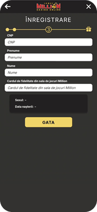 Introducerea datelor personale la Million