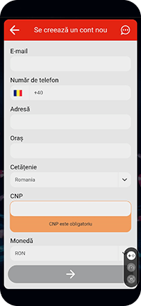 Introducerea datelor personale la Winbet