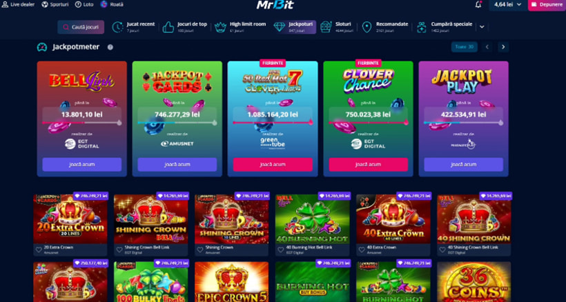 Jocuri cu jackpot la Mr Bit