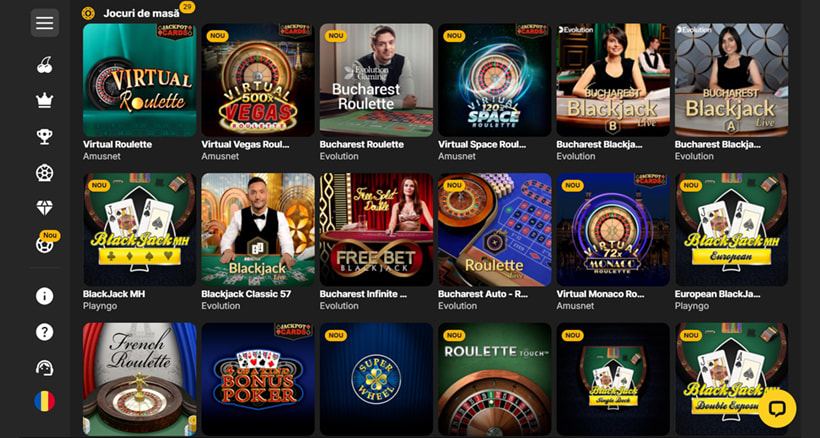 Jocuri de masă la Million Casino