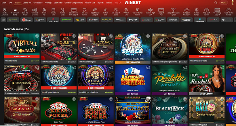 Jocuri de masă la Winbet
