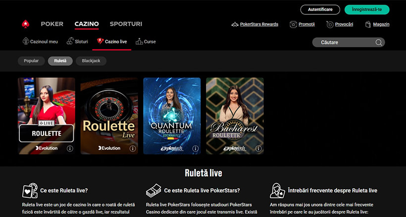 Mese de cazinou live la PokerStars