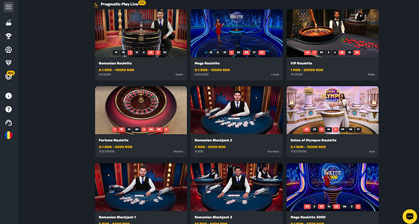 Mese de cazinou live la Prima Casino