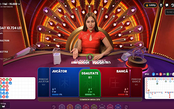 Dealer live la jocul Mega Baccarat
