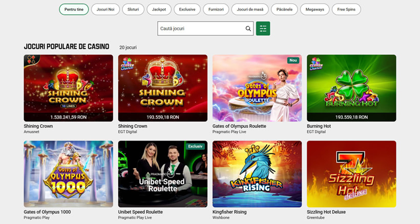 Meniu Unibet