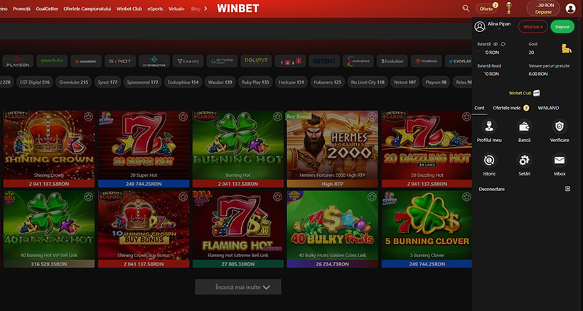 Meniu Winbet