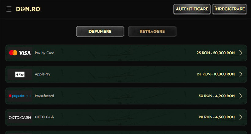 Depunere prin Visa la Don.ro