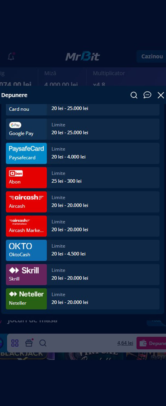 pasul 1 - alege Okto.Cash