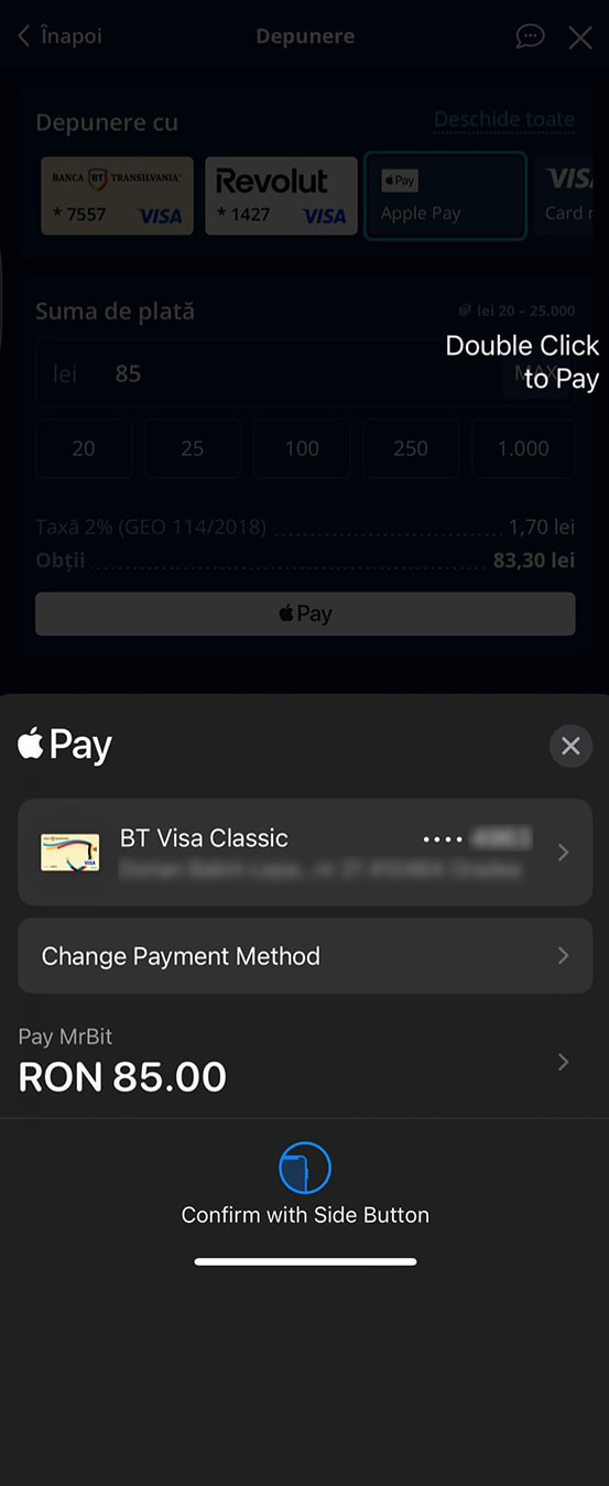 pasul 3 - confirmă cu Face ID
