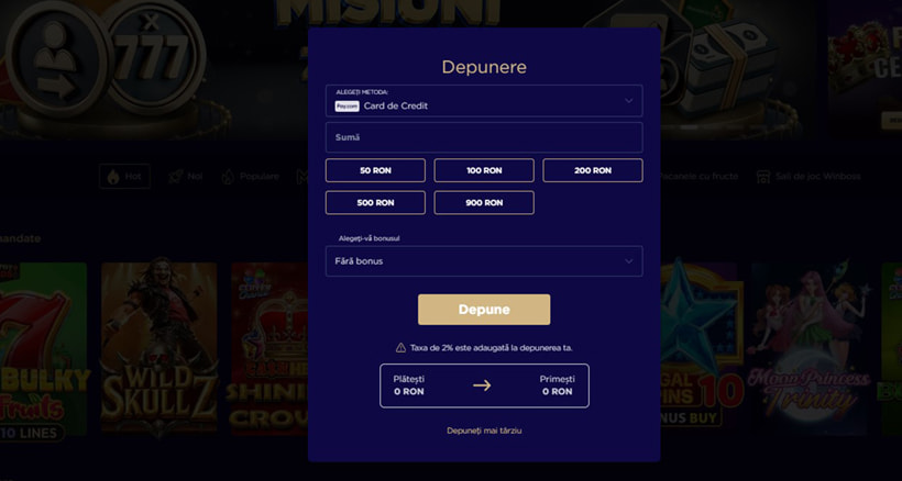 Depunere prin card la WinBoss