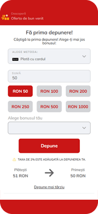 Ecranul primei depuneri la Powerbet