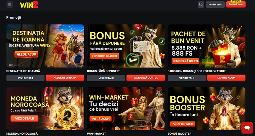 Promoțiile Win2 Casino: bonusul fără depunere și bonusul de bun venit