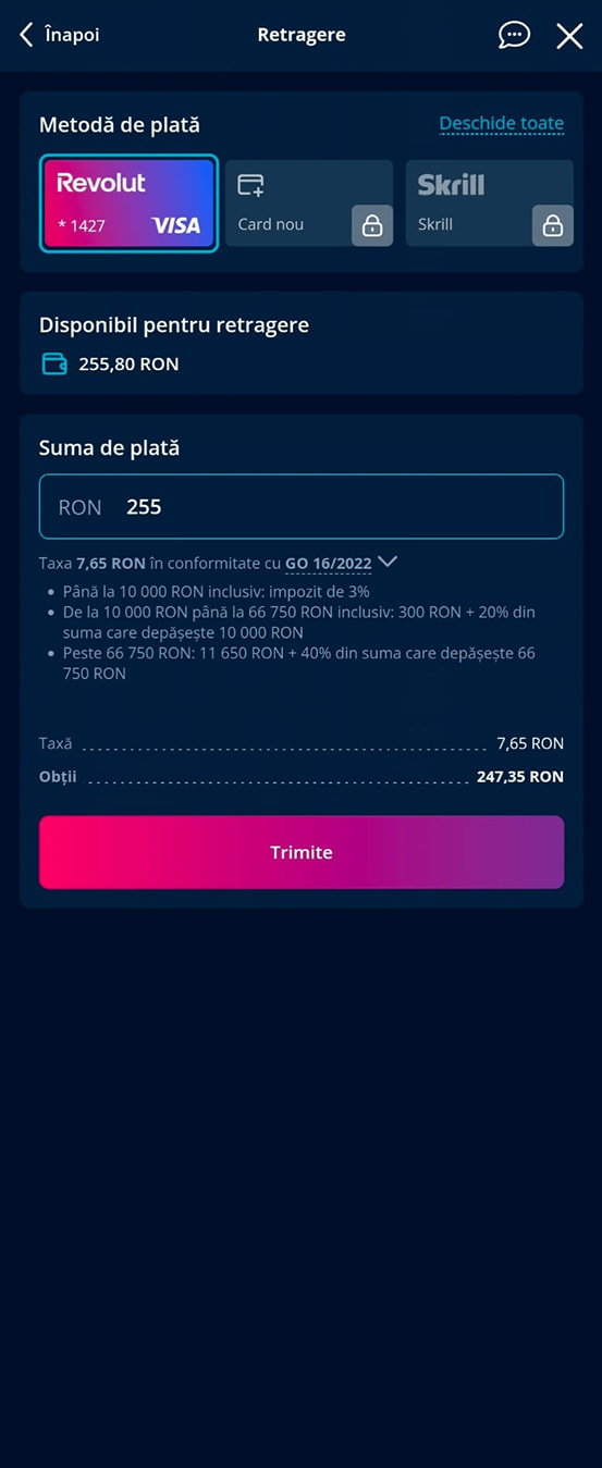 Pasul 2: introduci suma dorită