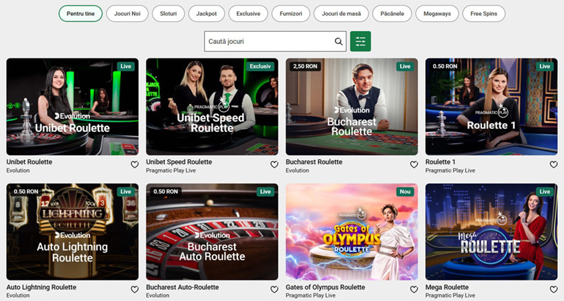 Jocuri de ruletă la Unibet