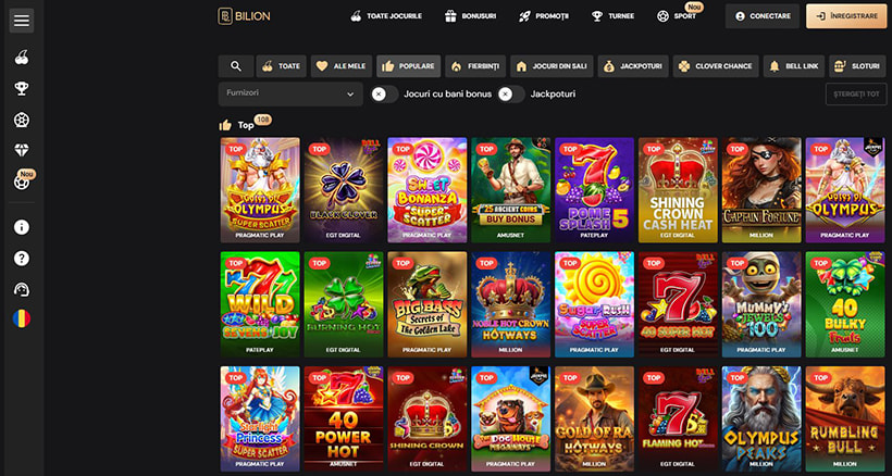 Jocuri de top la Bilion Casino