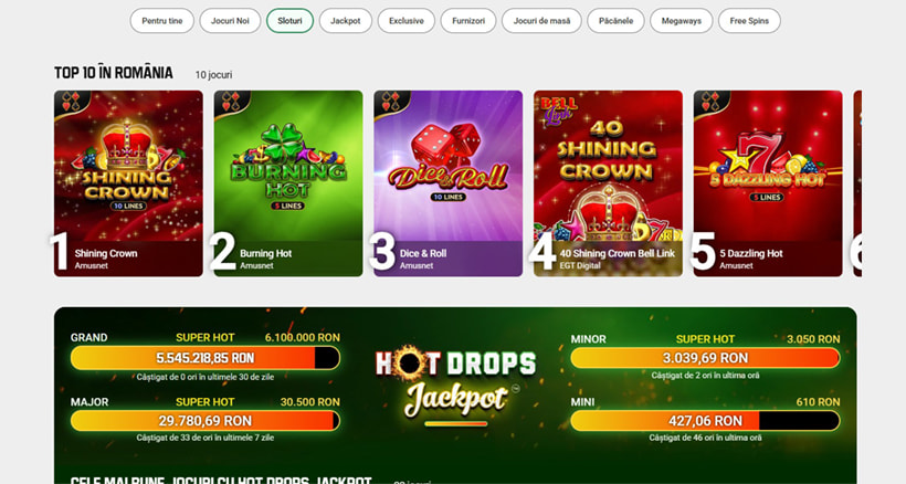 Jocuri de top la Unibet