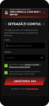 Formularul cu datele contului la TopBet