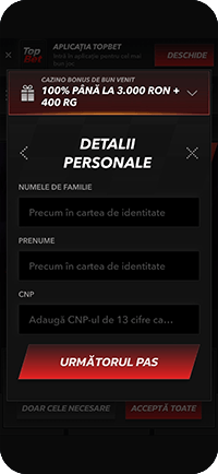 Completarea datelor personale la TopBet